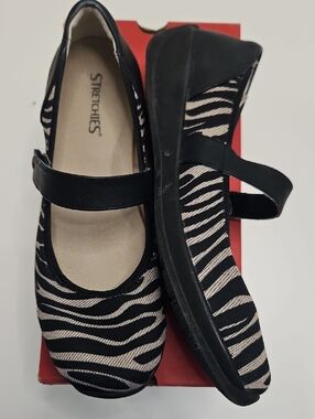 Black Zebra-Print Mary Jane Flats